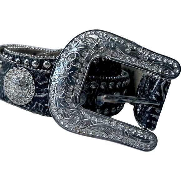 Rhinestone Crystal Western Bling Leather Belt Country Cowgirl Women 32-38 Large - Picture 7 of 11